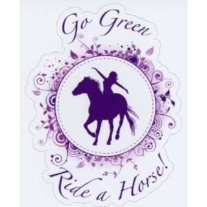   Green Ride a Horse Automotive Decal  Purple and Lavender Mirror image