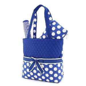 BELVAH   Large Quilted Monogrammable 3 Piece  Diaper Bag   Royal Blue 