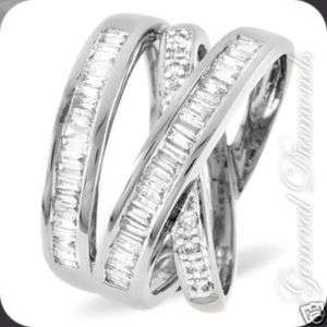 Baguette Diamond Crossover Ring 18K Solid White Gold  