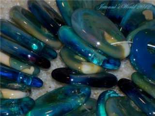 Jettonnes World Sea Stones Set Handmade Lampwork Glass Art Beads 
