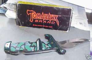 Tomahawk Folding Knife Green/Blue Handle + Box  