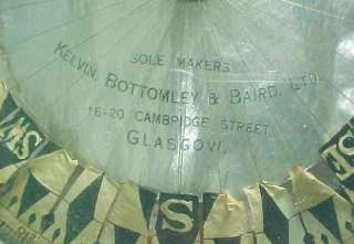 KELVIN BOTTOMLEY & BAIRD GLASGOW SHIPS COMPASS 1920  