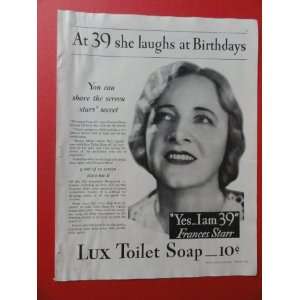  lux toilet soap,1932 print ad (Frances Starr/at 39 she 
