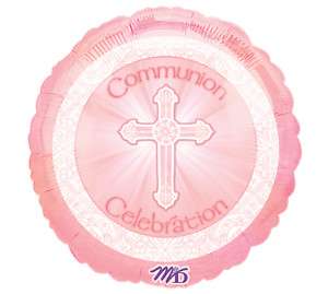 Girl First COMMUNION PINK Religious Party BALLOON  