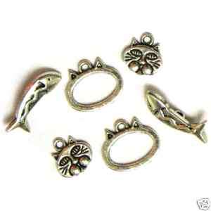 Silver Plated Cat Toggle Clasps 3 Piece Sets  