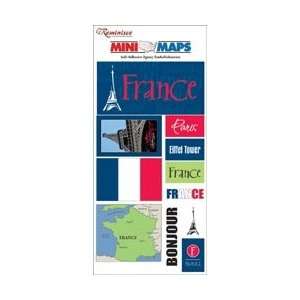  Reminisce Mini Maps Epoxy Embellishments France (3 Pack 