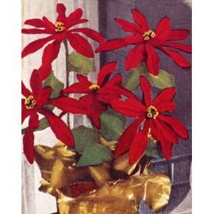 Vintage Crochet PATTERN to make   Flowers Poinsettia Christmas Plant 