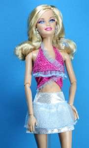 Barbie Fuchsia Pink Blue Silver Halter Skirt outfit  