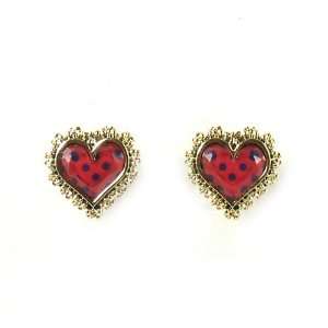  Betsey Johnson Jewelry Polka Dot Heart Stud Earrings 