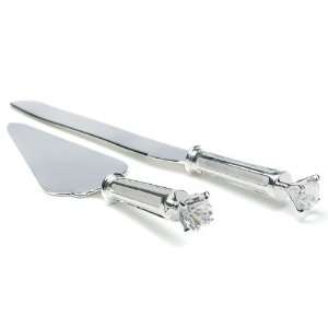  Silver Plated Cake Serving Set with Diamond Kitchen 