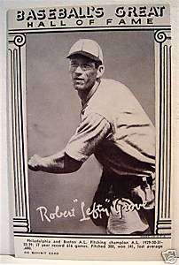 Robert Lefty Grove Baseball Great Old Hall Of Fame Card  