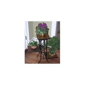  4D Concepts Black 3 Tier Plant Stand with Slate Top Patio 