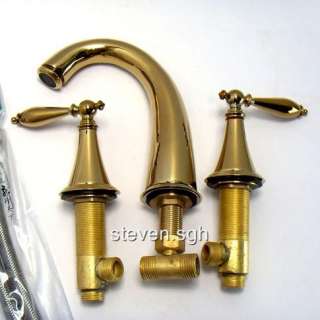 Polished Brass Bathroom Widespread Faucet Tap T010  