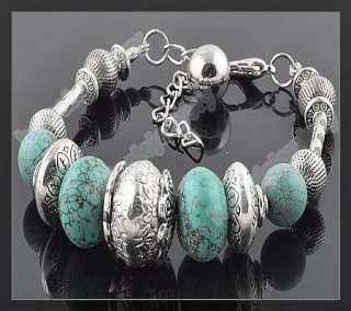 lots 24p Turquoise Cora Tibetan silver tone Bracelets F  