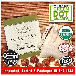 USDA CERTIFIED ORGANIC seedless soap nuts. Heavy duty wash bag + 8 pg 
