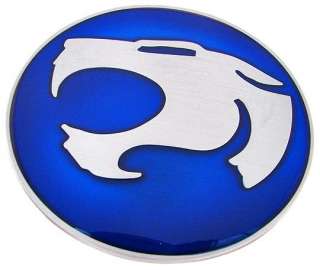 Blue Enamel Brushed Steel Thundercats Logo Belt Buckle  