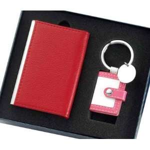 Red Card Case & Pink / Off White Mini Pocketbook Photo Frame with Oval 