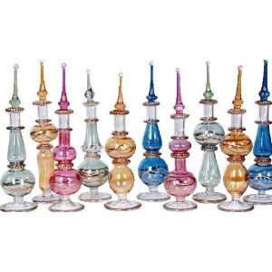 LOT / Set of 5 Mouth Blown Egyptian Perfume Bottles Pyrex Glass Height 