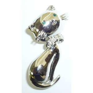  Silverplated Big Head Cat Pin Jewelry