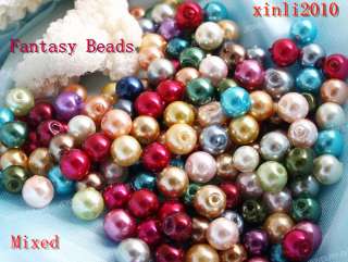   Mixed Round Faux Glass Pearl Loose charm Spacer craft Beads BDD  