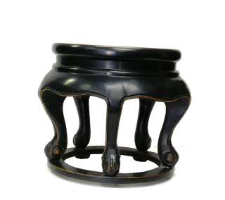 Chinese Black Lacquer 5 Legs Round Stool Ottoman ss833  