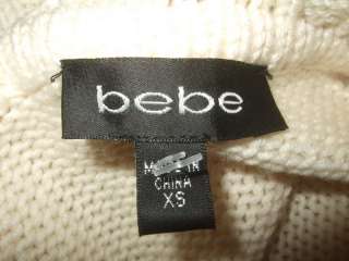 DESCRIPTION  NWOT BeBe Ivory Cable Knit Designer Chic Sweater Sz XS
