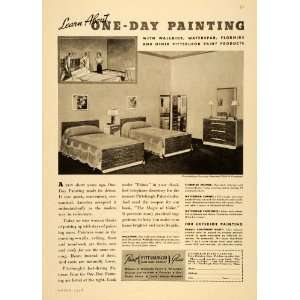  1936 Ad Pittsburgh Paint One Day Painting Bedroom Beds 