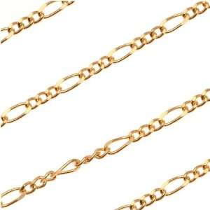  22K Gold Plated Figaro Chain 4mm x 1.5mm   By The Foot 