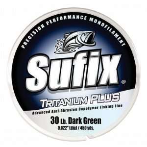 Sufix USA Tritanium Plus Dark Green Mono 1lb Spool 10lb test 5970yd 