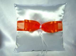 Orange White Flower Girl Basket Pillow Guest Book Pen  