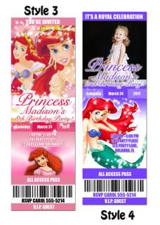 Disney Little Mermaid Birthday Party Invitation Ticket  