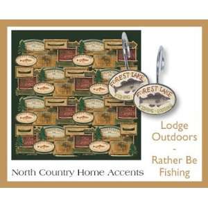    Rather be Fishing Rustic Lodge Shower Curtain Set