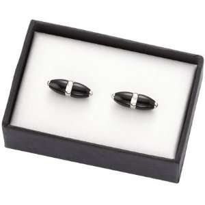  Black and Silver Bullet Shape Cuff Links 