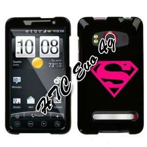  HTC EVO 4G PINK SUPERMAN SYMBOL ON A BLACK HARD CASE COVER 