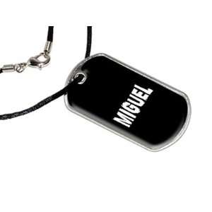 Miguel   Name Military Dog Tag Black Satin Cord Necklace