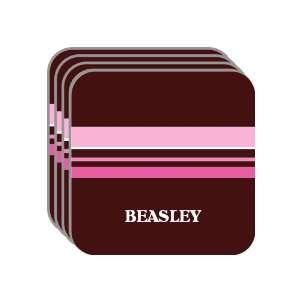 Personal Name Gift   BEASLEY Set of 4 Mini Mousepad Coasters (pink 