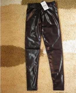 Zara Bershka Faux Leather Black Matte Lame Spandex Coated Leggings 