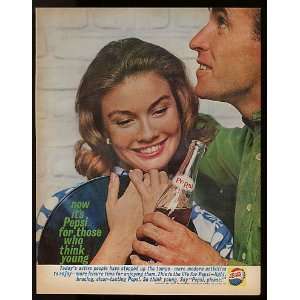  1961 Pepsi Young Couple Playing Records Print Ad