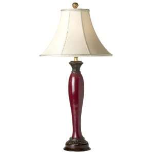  Garnet Red Porcelain Column Buffet Table Lamp