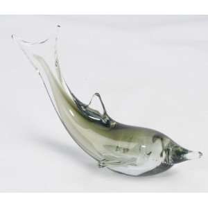  Murano Design Glass Sommerso Green Shark Sculpture 