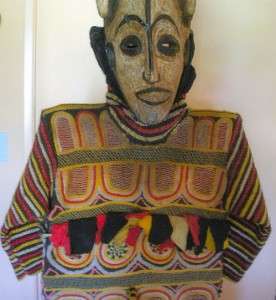 rare ibo mask and garment of mmwo society nigeria with rich applique 