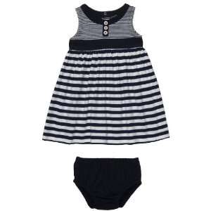   Cotton Knit Sleeveless Dress Set Navy/White Stripe (6 Months) Baby