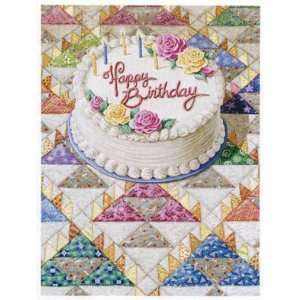  Rebecca Barkers Quiltscapes Note Card   Birthday Cake 