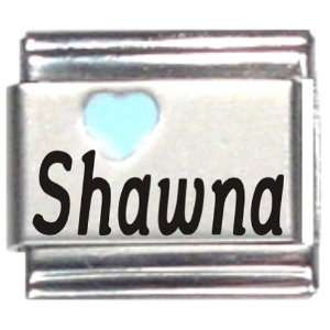 Shawna Light Blue Heart Laser Name Italian Charm Link 