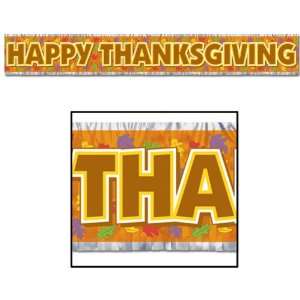  5ft Happy Thanksgiving Metallic Fringe Banner