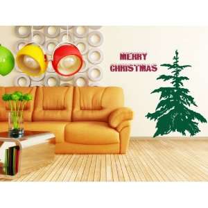   Tree Merry Christmas text wall decal sticker quote art