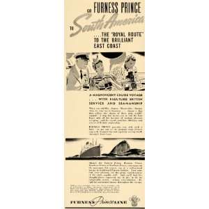  1938 Ad Furness Prince Line Cruise Ship Boat Luxury 