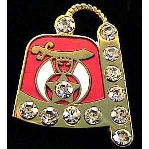 Shriner Fez Rhinestones Freemason Masonic Lapel Pin
