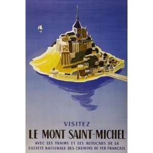 VISIT LE MONT SAINT MICHEL FRENCH TRAVEL TOURISM LARGE VINTAGE POSTER 