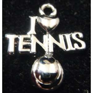  Silver I Love Tennis Charm or Pendant (Brand New 